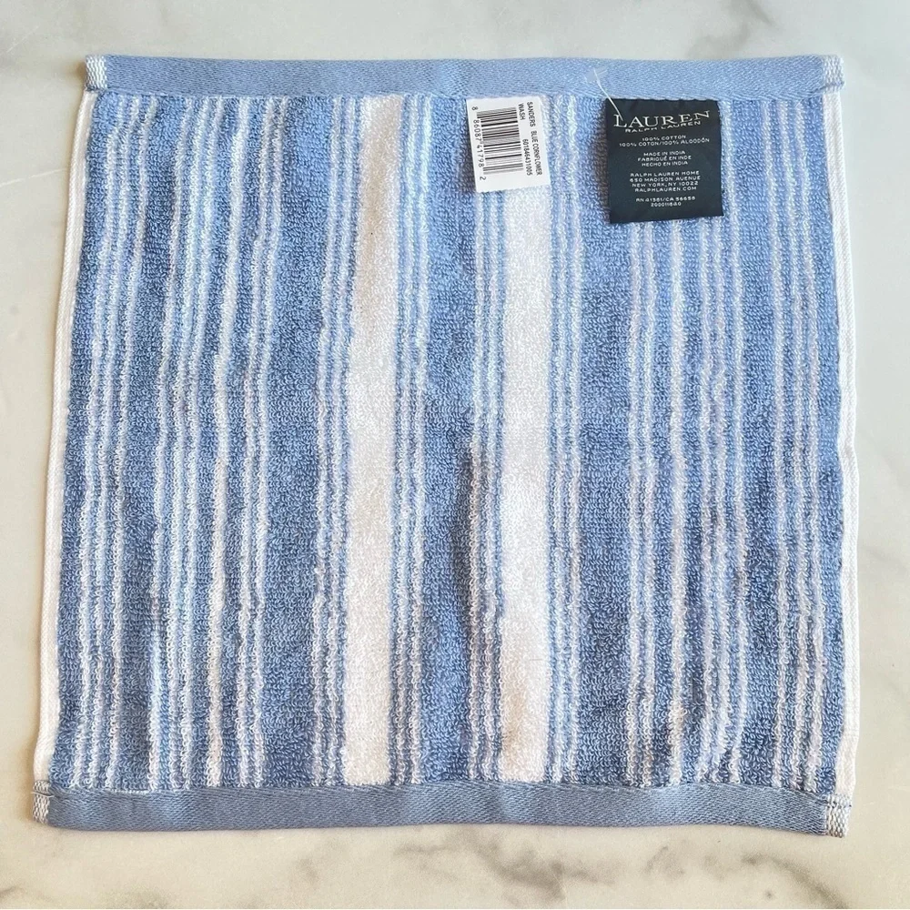 Lauren Ralph Lauren Sanders Blue Cornflower Hand towel and 2 washcloth set NWT